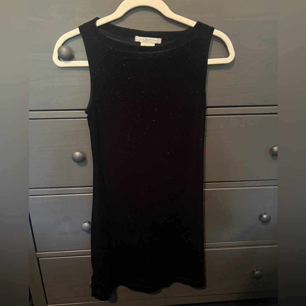 Navy velour sleeveless dress